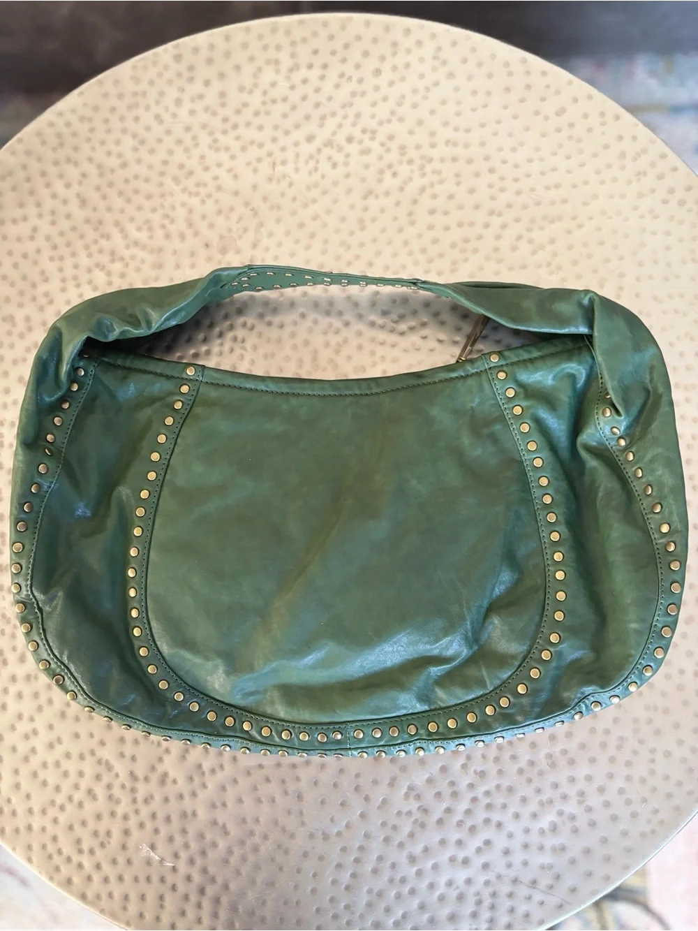 Kooba Green Leather Studded Hobo Shoulder Bag Y2K NWOT Boho Luxe